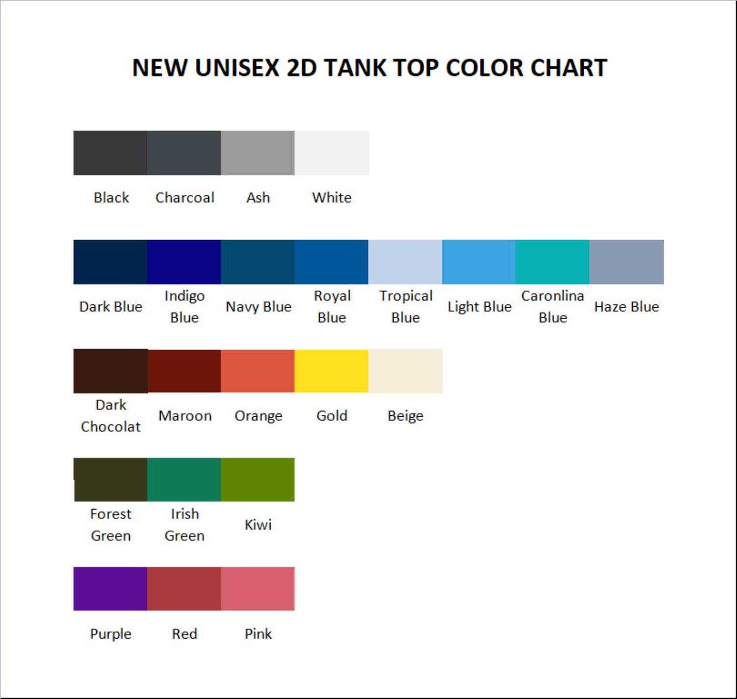 tank top color chart - Cinnamoroll Merch