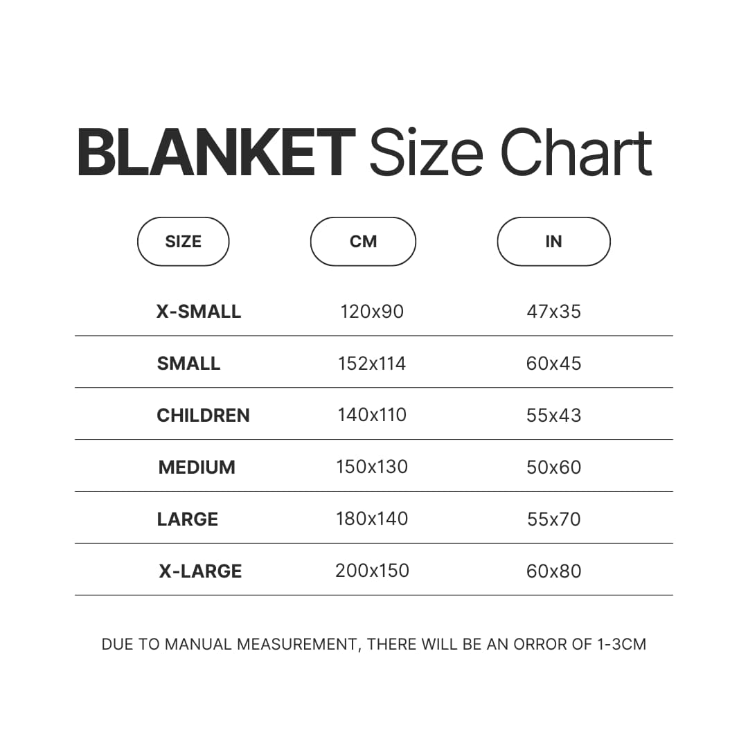 Blanket Size Chart - Cinnamoroll Merch