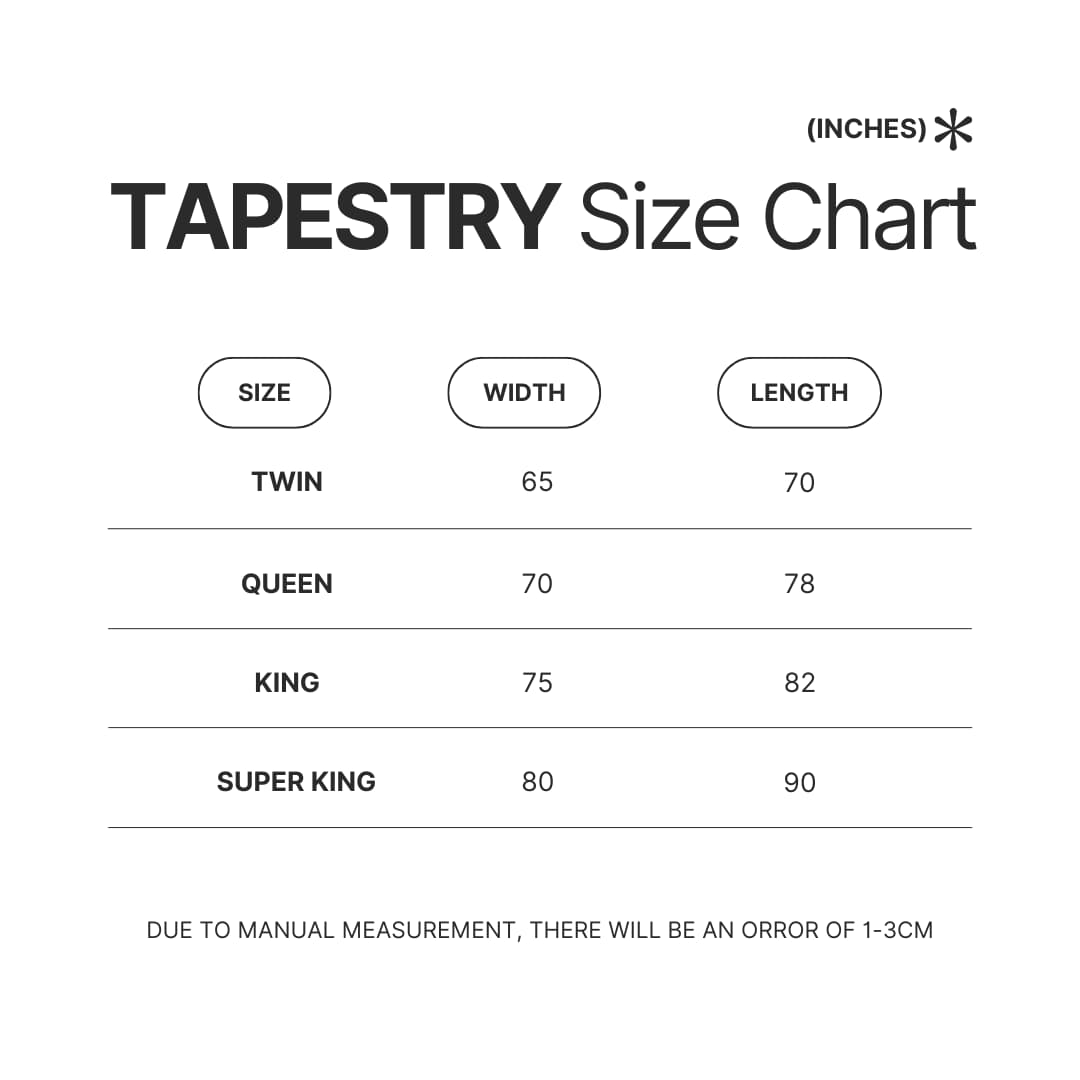 Tapestry Size Chart - Cinnamoroll Merch