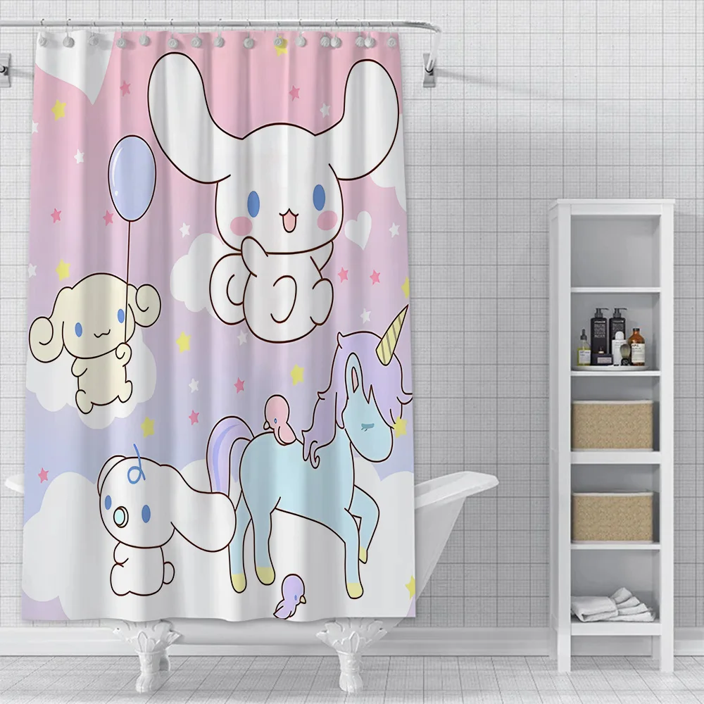 Cute Cinnamoroll Polyester Fabric Shower Curtain - Cinnamoroll Merch